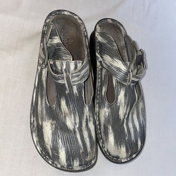 Alegria Comfort Mules Women’s Size 38 U.S. 7 Medium Gray Leather Platform Casual - Picture 6 of 12